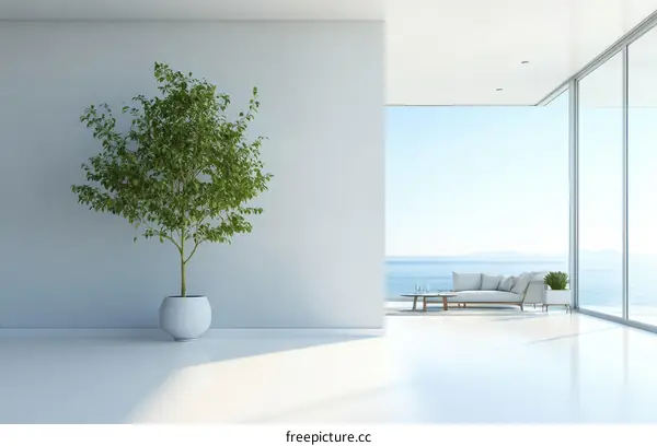 Modern Coastal Living Room Illustration