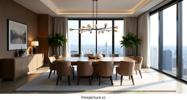 Modern Dining Room With City View