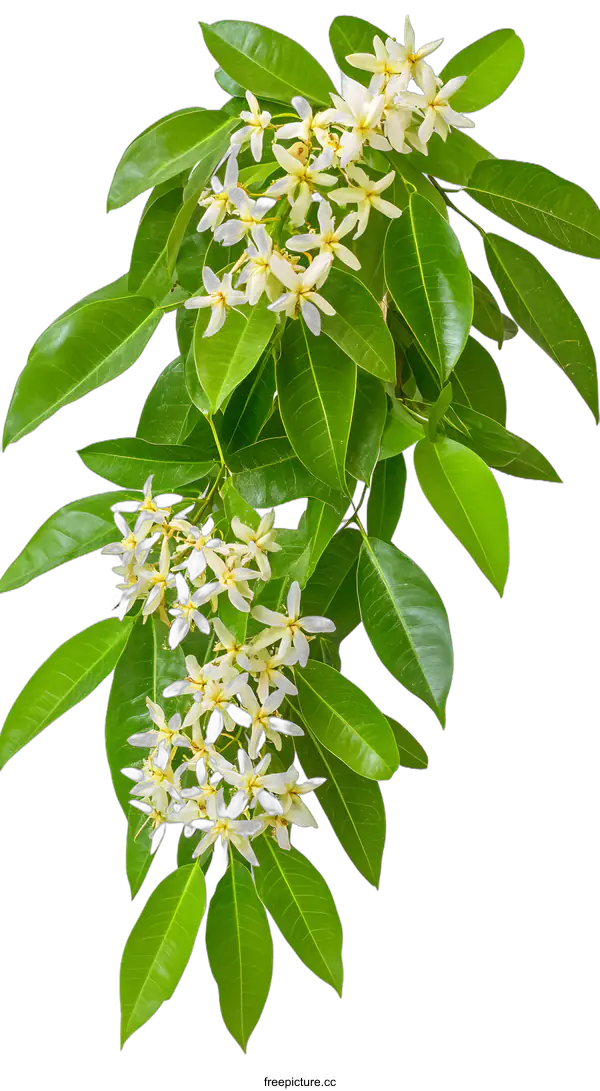 [Transparent Background PNG]Close Up of White Flowers and Green Leaves