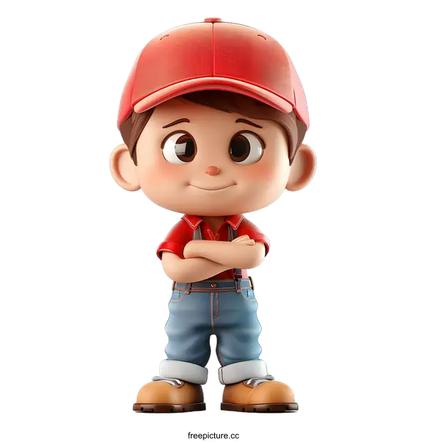 [Transparent Background PNG]Cute Cartoon Boy Standing with Arms Crossed