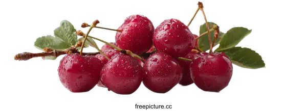 [Transparent Background PNG]Fresh Cherries Cluster on Branch