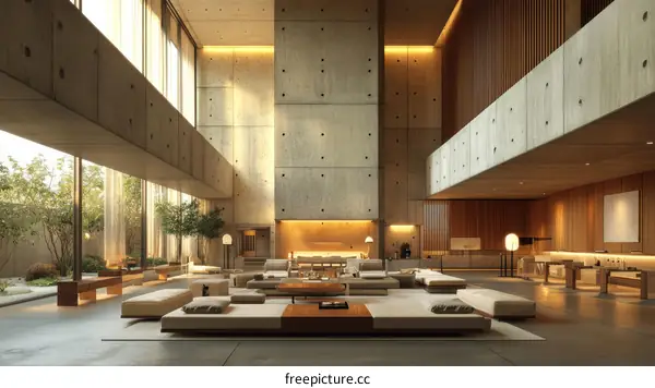 Modern Concrete and Wood Interior Design
