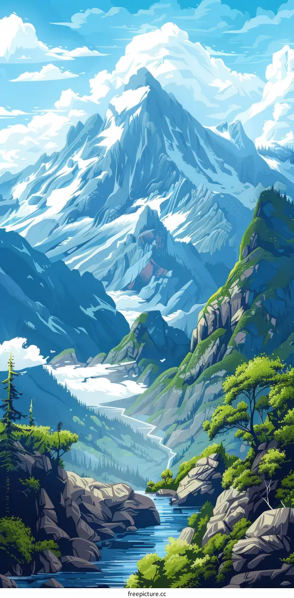 Majestic Blue Mountain Landscape