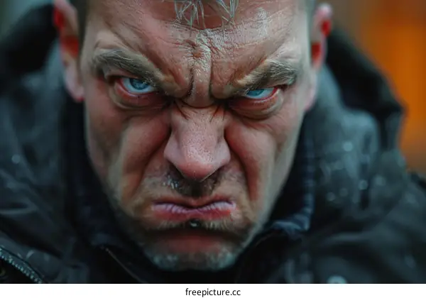 Close Up Angry Man Portrait