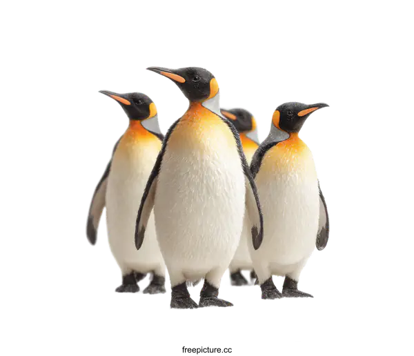 [Transparent Background PNG]Emperor Penguins in a Row against White Background