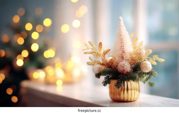 Elegant Christmas Decor Arrangement on Window Sill