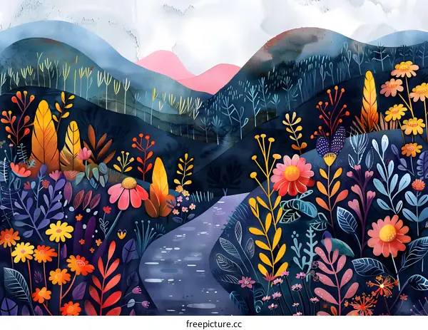 colorful flowers and plants in the valley