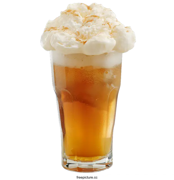 [Transparent Background PNG]A glass of draft beer with a big head of foam