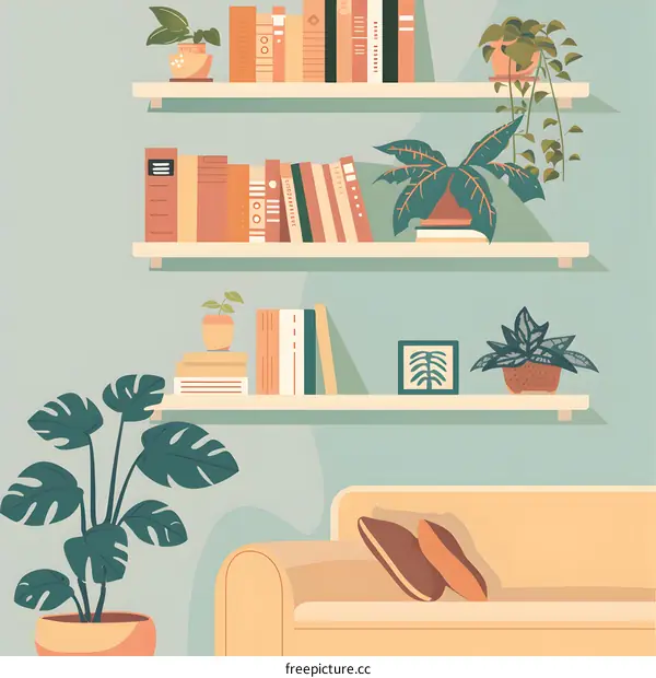 Modern Living Room Interior Design With Bookshelves