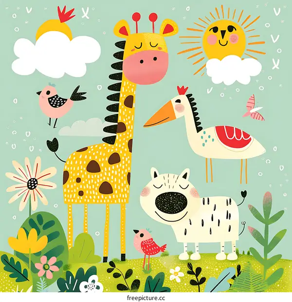 Cute Cartoon Animals Illustration