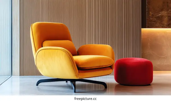 Modern Lounge Chair and Ottoman Set in a Contemporary Interior