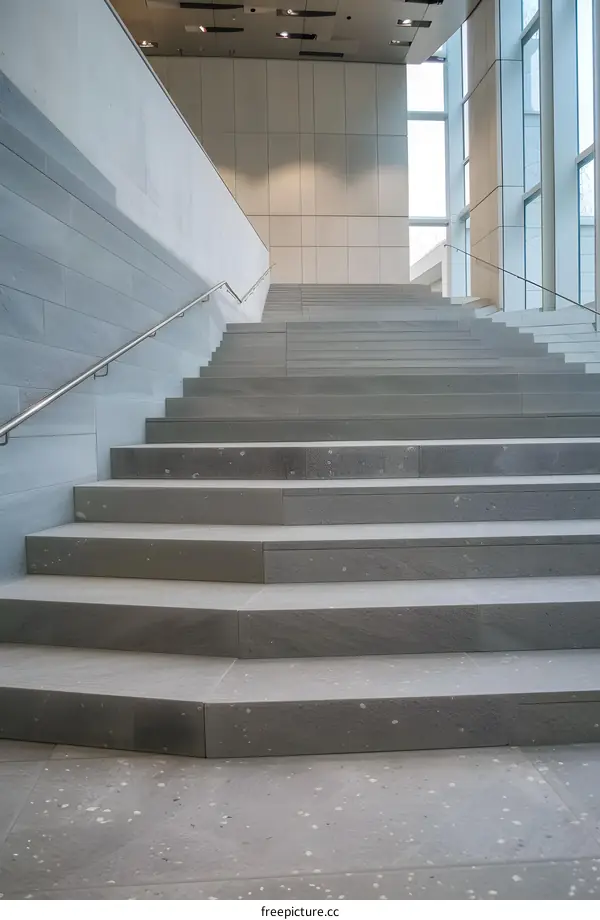 Modern Gray Stone Stairs in a Modern Building