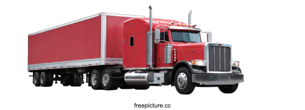 [Transparent Background PNG]Red Semi-Truck and Trailer Transportation