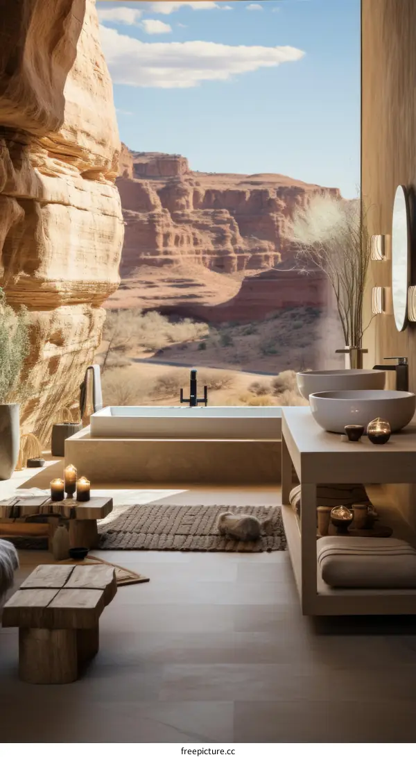 Bathroom with a Desert View
