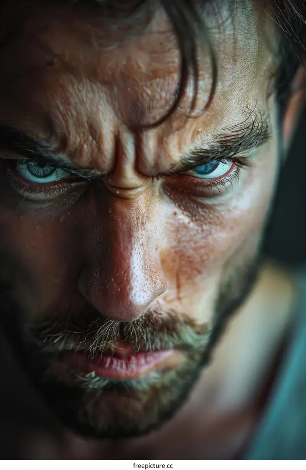 Close-up Portrait of an Angry Man