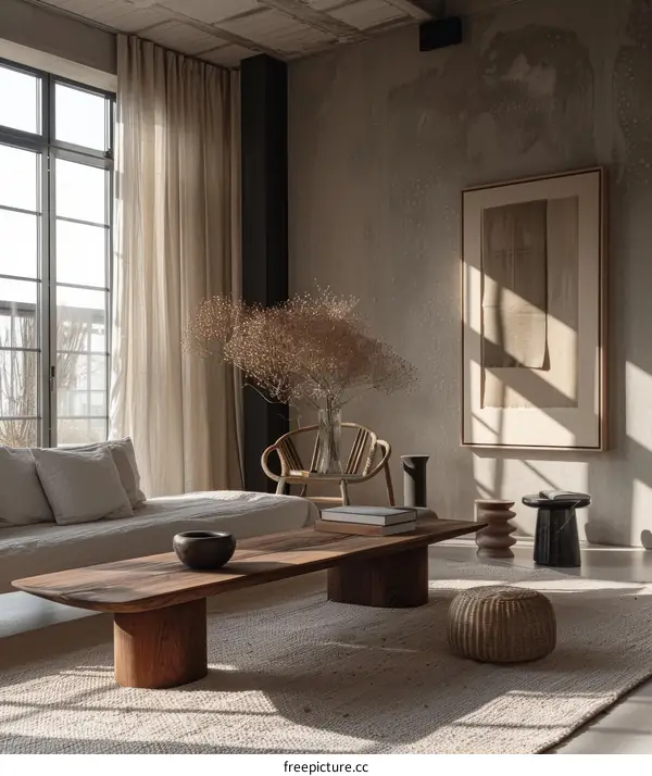 Modern Industrial Living Room With Ample Natural Light