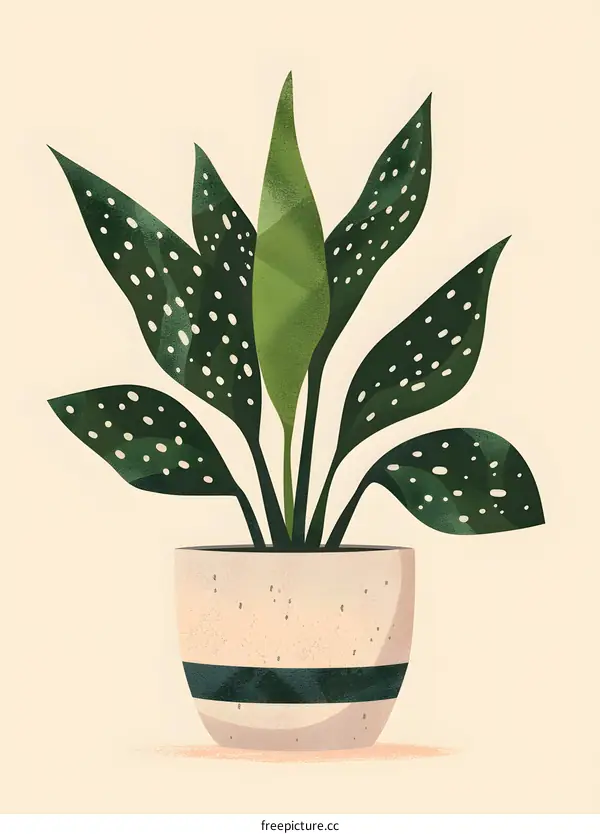 Green Plant in Pot Illustration