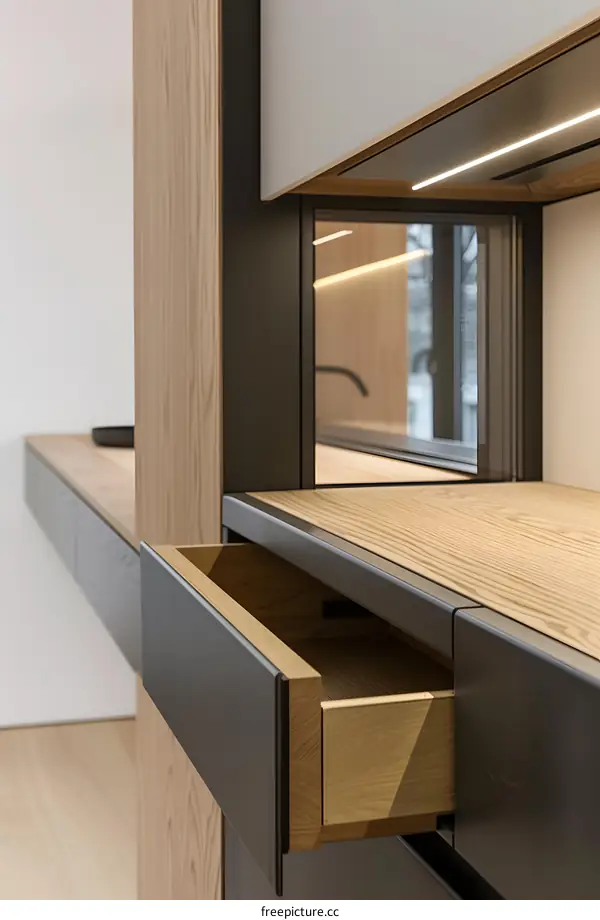Modern Cabinet Drawer with Wood Grain Design