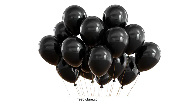 [Transparent Background PNG]A Cluster of Glossy Black Balloons