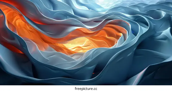Abstract Blue and Orange Canvas Painting