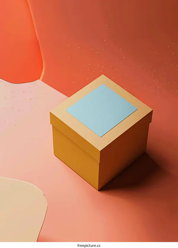 Yellow Box on Orange and Pink Background