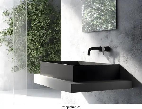 Modern Bathroom Sink Design with Green Wall