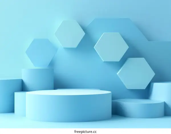 Abstract Light Blue Geometric Display Stand