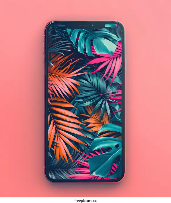 Tropical Leaves Smartphone Screen Background