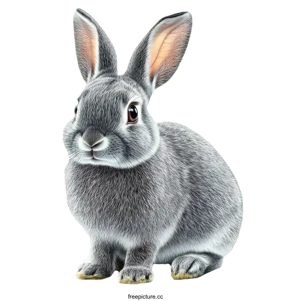 [Transparent Background PNG]Gray Rabbit Illustration on White Background