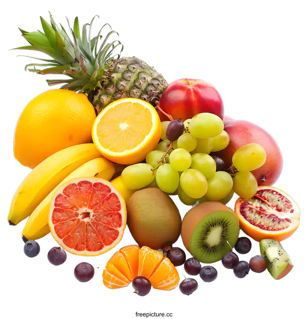 [Transparent Background PNG]Assortment of Fresh Fruits on White Background