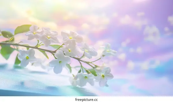 Delicate Spring Flowers Against a Soft Sky