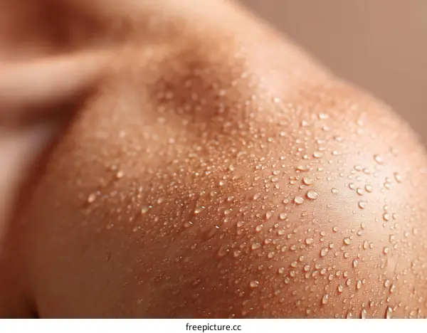 Closeup View of Perspiration on Skin