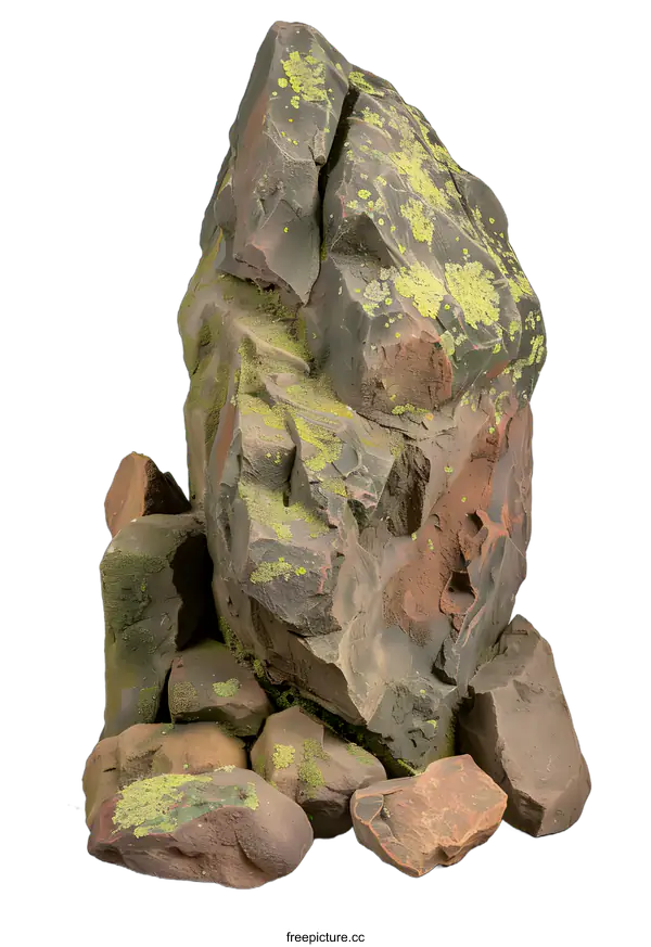 [Transparent Background PNG]Large Stone Formation with Lichen