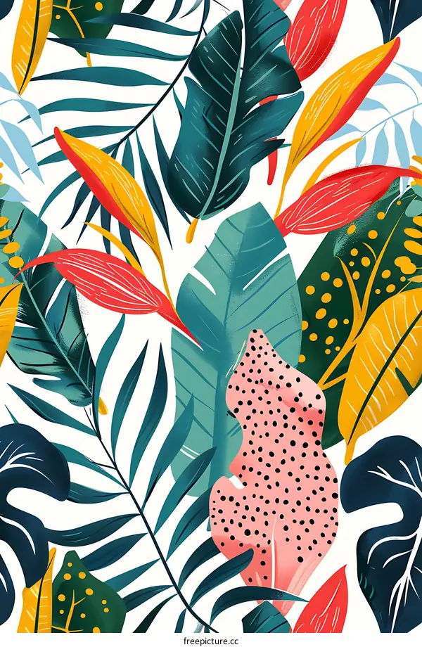 Tropical Leaves Pattern Abstract Seamless Design