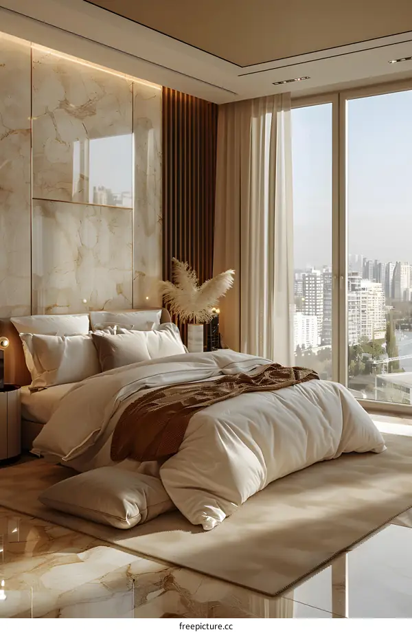 Modern Bedroom Interior Design with Beige Color Palette