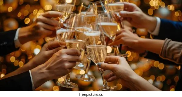 Group of people celebrating with champagne flutes