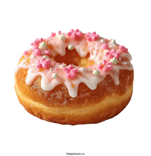 [Transparent Background PNG]Delicious Pink Cherry Blossom Donut