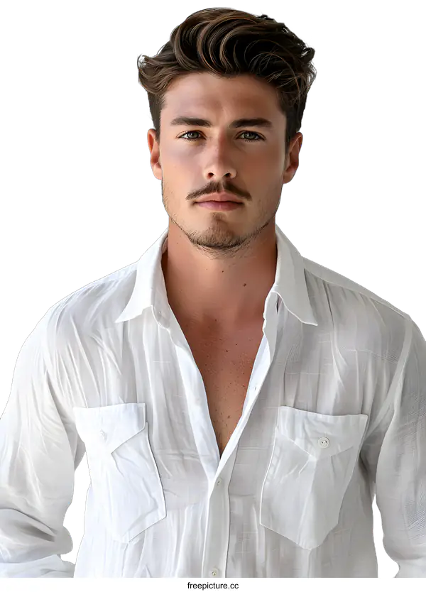 [Transparent Background PNG]Handsome Man in White Shirt