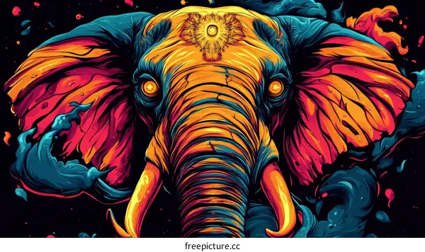 Colorful Vibrant Elephant Illustration