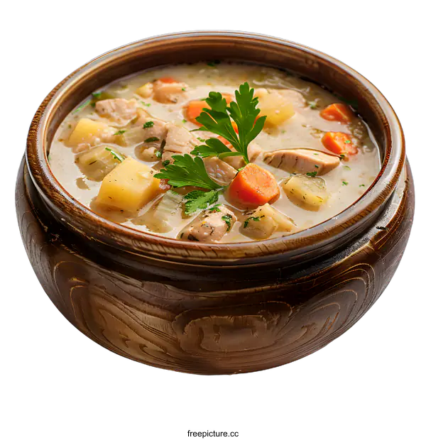 [Transparent Background PNG]Bowl of Chicken and Vegetable Soup