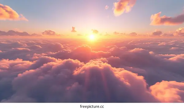 Peaceful Pink Morning Clouds Over the World