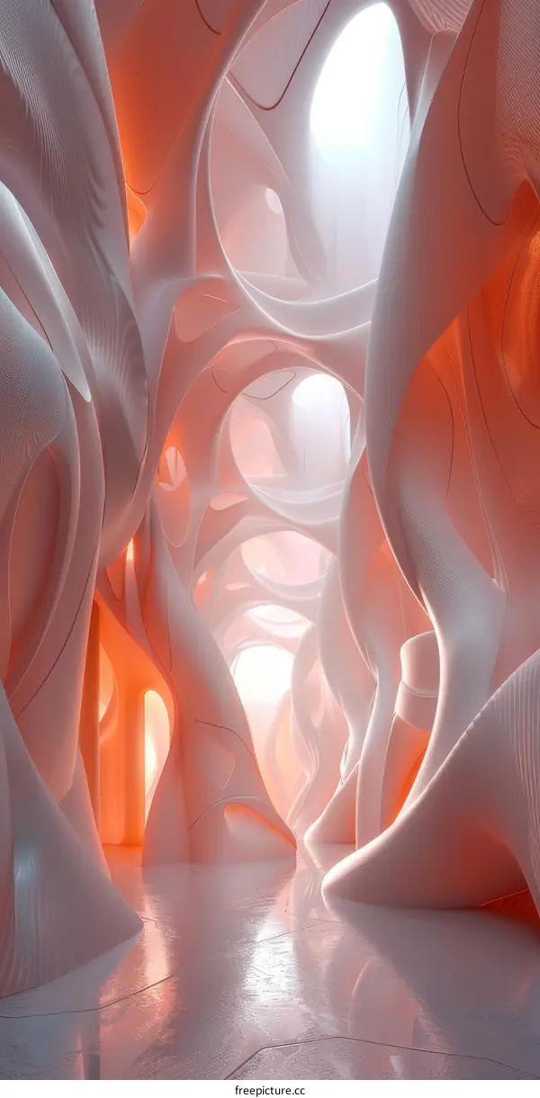 Abstract Architecture Interior Design With Wavy Lines