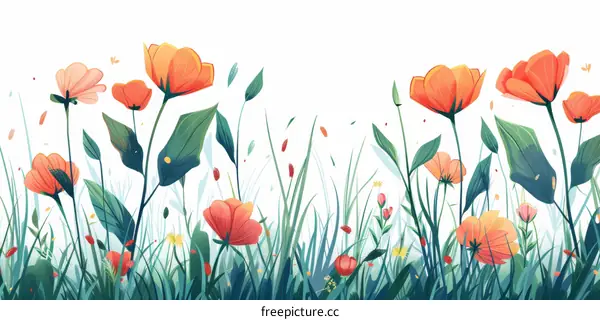 Summer Meadow with Vibrant Flowers