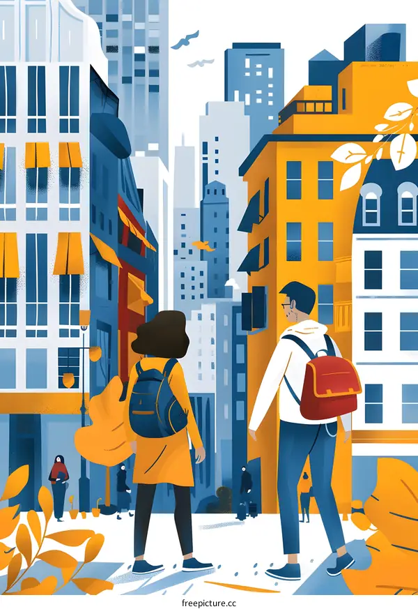 Couple Walking in a City Street