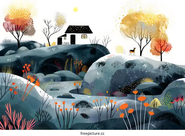 Cozy Winter Cabin in the Snowy Hills