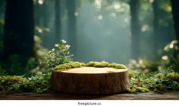 Nature Forest Wooden Stump Display Background