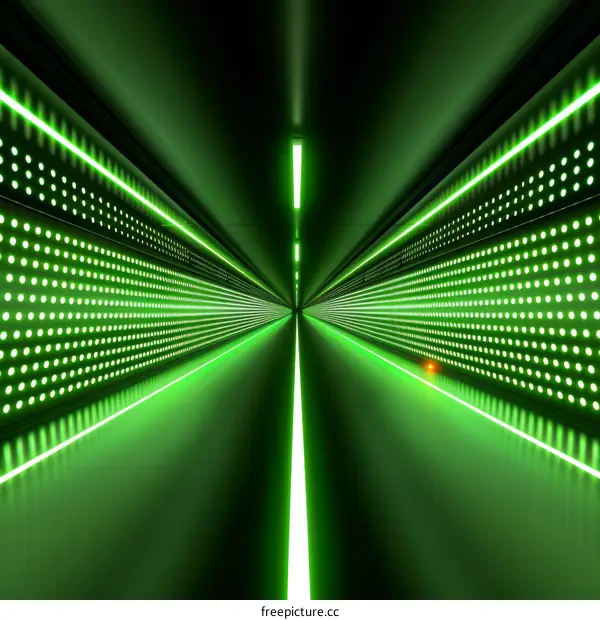 Futuristic green glowing tunnel