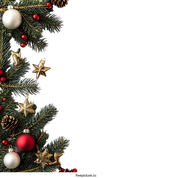 [Transparent Background PNG]Christmas Tree Branch with Ornaments on transparent background