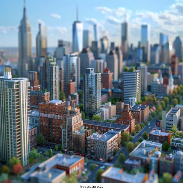 Small Model of a Vibrant Metropolis with Buildings and Skyscrapers