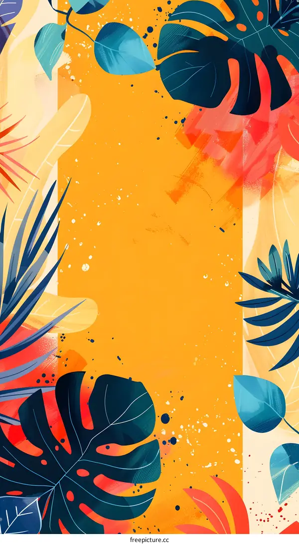 Tropical Leaves Summer Illustration Background